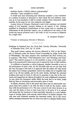 Review of Problems in Criminal Law by Curtis Bok