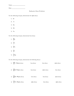 Date: Radioactive Decay Worksheet For the following isotopes