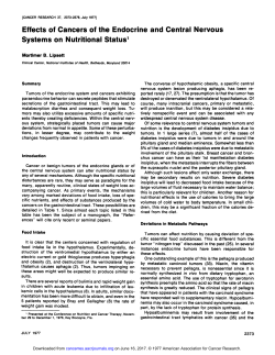 Effects of Cancers of the Endocrine and Central Nervous Systems