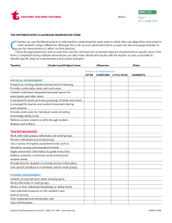 The Differentiated Classroom Observation Form