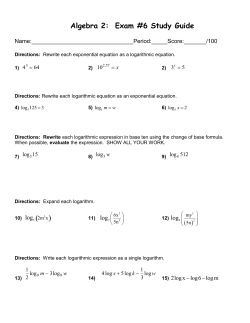 Algebra 2: Exam #6 Study Guide