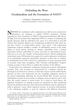 Defending the West: Occidentalism and the Formation of NATO*