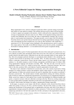 A News Editorial Corpus for Mining Argumentation Strategies