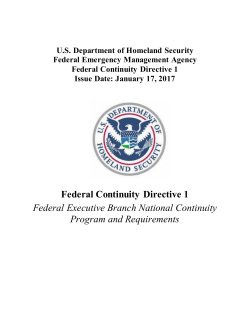 Federal Continuity Directive 1 Federal Executive Branch National