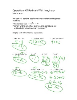 Operations Of Radicals With Imaginary Numbers
