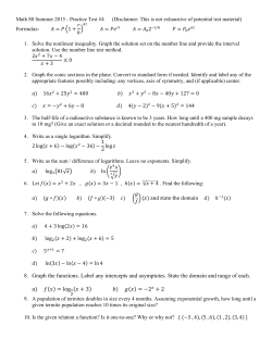 8. Graph the functions. Label any intercepts and asymptotes. State