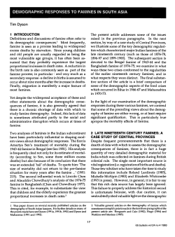 Demographic Responses To Famines In South Asia