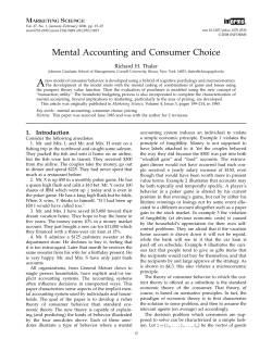 Mental Accounting and Consumer Choice