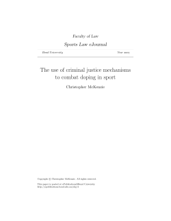 The use of criminal justice mechanisms to combat doping in