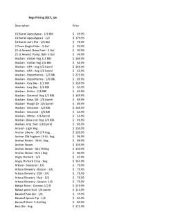 Kegs Pricing 2017, Jan Description Price 10