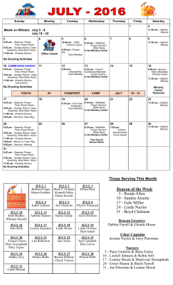 Deacon of the Week 3 - Reade Allen 10 - Sandra Arnette 17