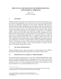 The Syntax and Semantics of Demonstratives CLA Proceedings