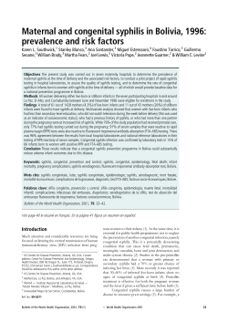 Maternal and congenital syphilis in Bolivia, 1996