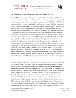 The Suggested Optimal Daily Nutritional Allowances (SONA)
