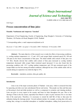 Freeze concentration of lime juice - Maejo International Journal of
