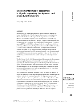 Environmental impact assessment in Nigeria: regulatory background