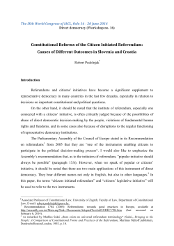Constitutional Reforms of the Citizen Initiated Referendum: Causes