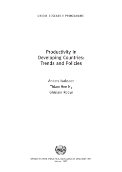 Productivity in Developing Countries: Trends and Policies