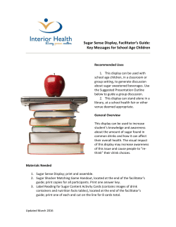 Sugar Sense Facilitator`s Guide for School Age Children
