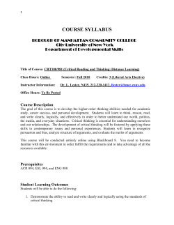 course syllabus - BMCC Homepage