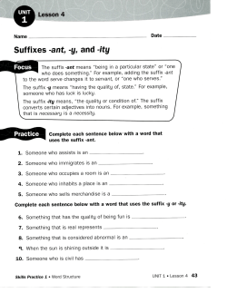 Suffixes -ant, -y, and -ity