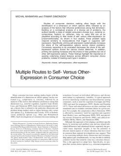 Multiple routes to Self- Versus other