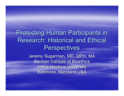 Protecting Human Participants in Research: Historical and