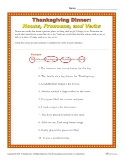 Thanksgiving Dinner: Nouns and Verbs