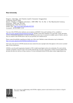 Empire, Coleridge, and Charles Lamb`s Consumer