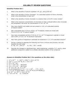 CHEMISTRY 12 SOLUBILITY REVIEW QUESTIONS