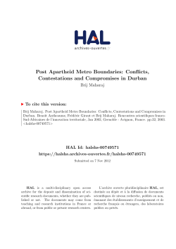Post Apartheid Metro Boundaries: Conflicts, Contestations and