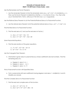 Exam 3 Practice Questions - University of Colorado Denver