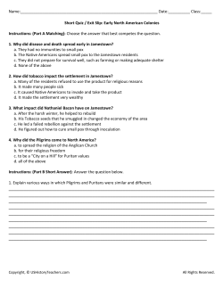 Short Quiz / Exit Slip: Early N
