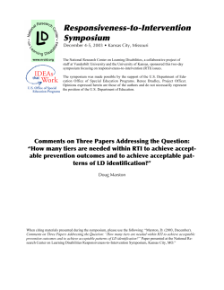 Responsiveness-to-Intervention Symposium