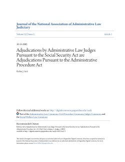 Adjudications by Administrative Law Judges Pursuant to the Social