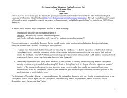Developmental and Advanced English Language Arts Curriculum