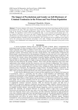 The Impact of Psychoticism and Gender on Self