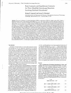 Rate Constants and Equilibrium Constants for Thiol