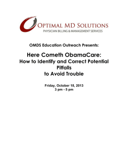 Here Cometh ObamaCare - Optimal MD Solutions