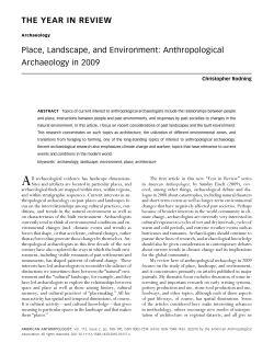 Place, Landscape, and Environment: Anthropological Archaeology