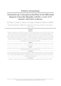 Pediatric rheumatology Attenuated type I mucopolysaccharidosis in