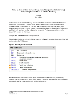 Follow-up Notes for Crash Course in Dewey Decimal Classification