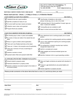 BC Paint Plus Depot Monthly Inspection Form (Multi-Bin)
