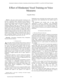 Effect of Hindustani Vocal Training on Voice Measures