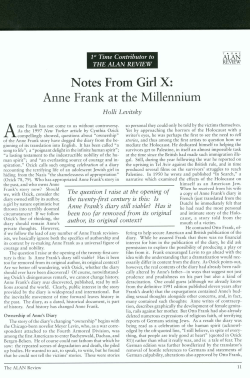 ALAN v29n2 - Notes From Girl X: Anne Frank at the Millennium