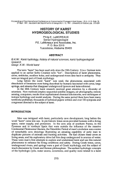 historv of karst hvdrogeological studies