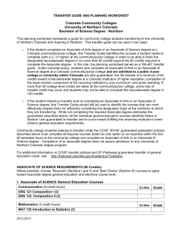 Nutrition - University of Northern Colorado