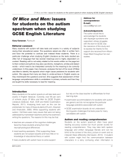 Of Mice and Men: issues for students on the autism spectrum when