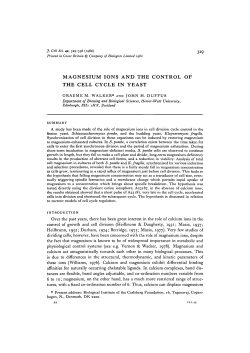 magnesium ions and the control of the cell cycle in yeast