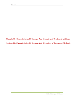 Characteristics Of Sewage And Overview of Treatment